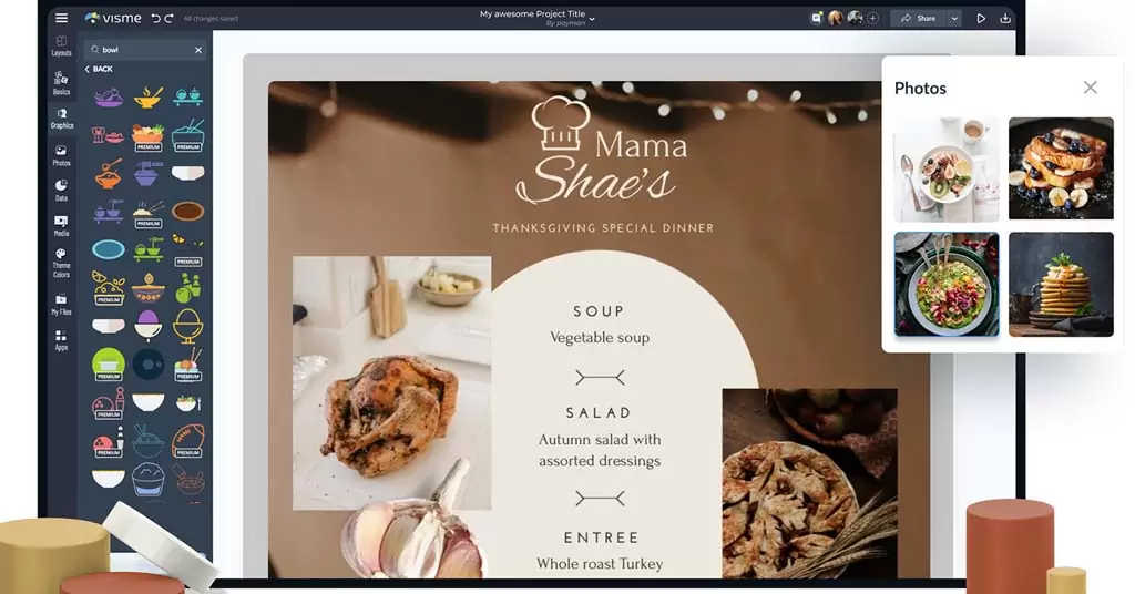 Online restaurant menu design applications